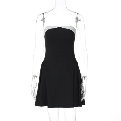 Women Winter Sexy Backless Zipper off Shoulder Tube Top Dress