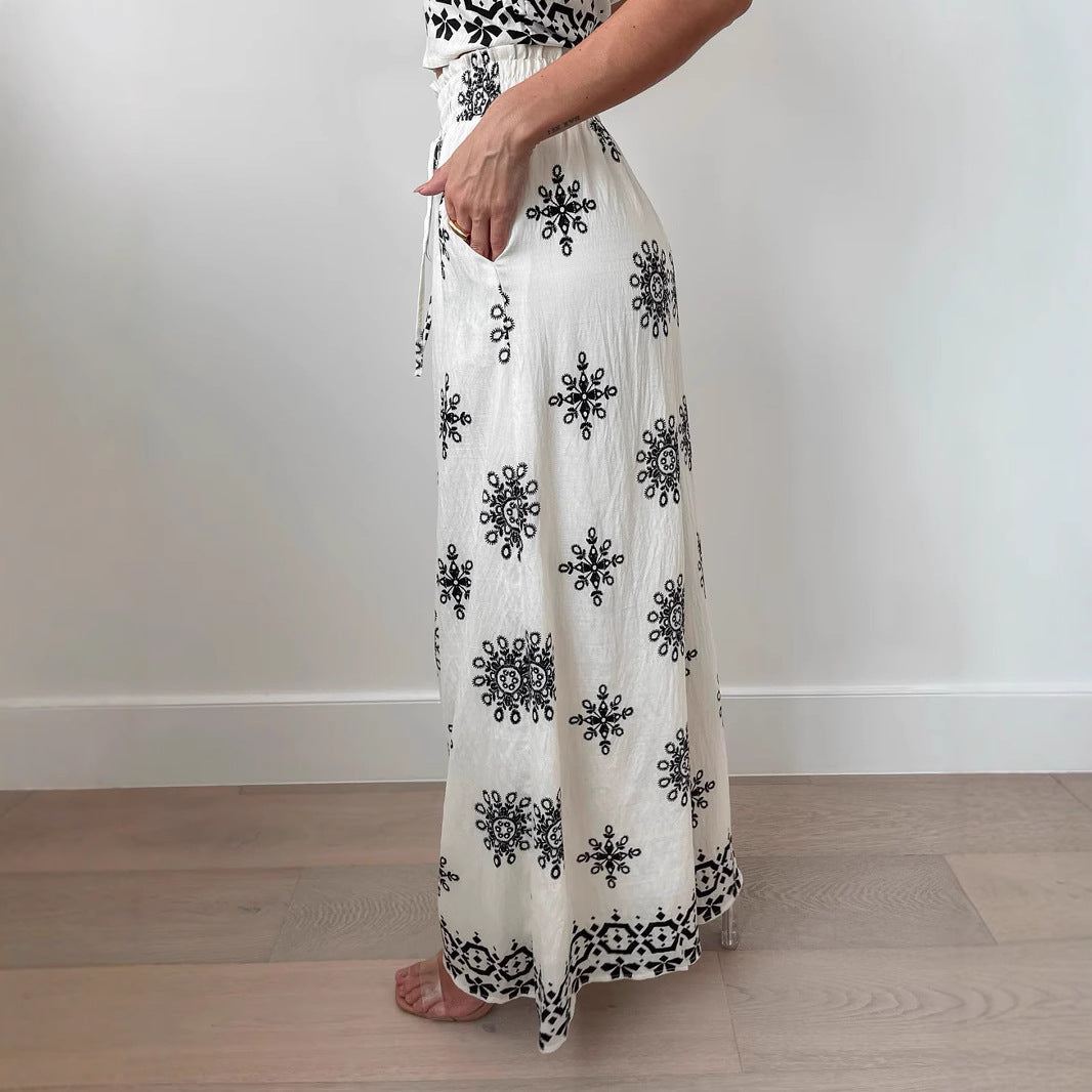 Women Wear Sexy Print Sling Wide Leg Sets