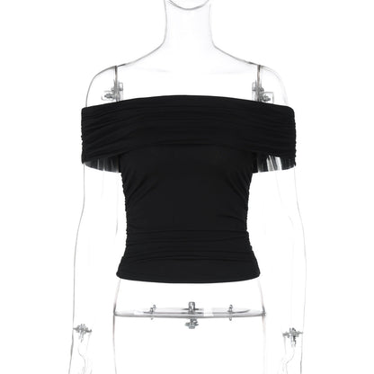 Women Clothing Winter Sexy Tight Slimming off Shoulder Waist Tube Top