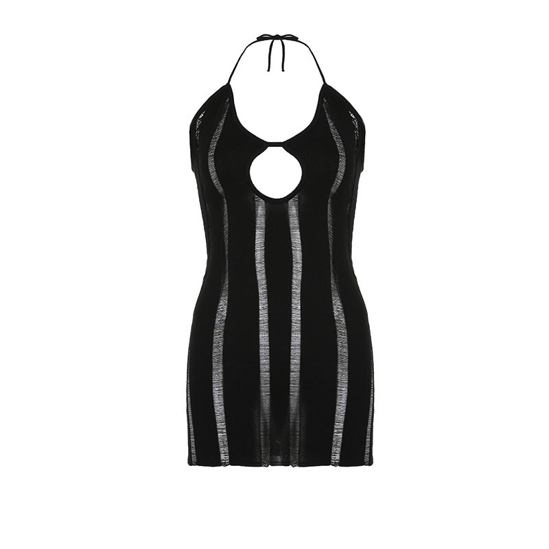 Woll Basic Kleid Frühling Sexy Frauen Tragen Neckholder Cut out Dünnes Etuikleid