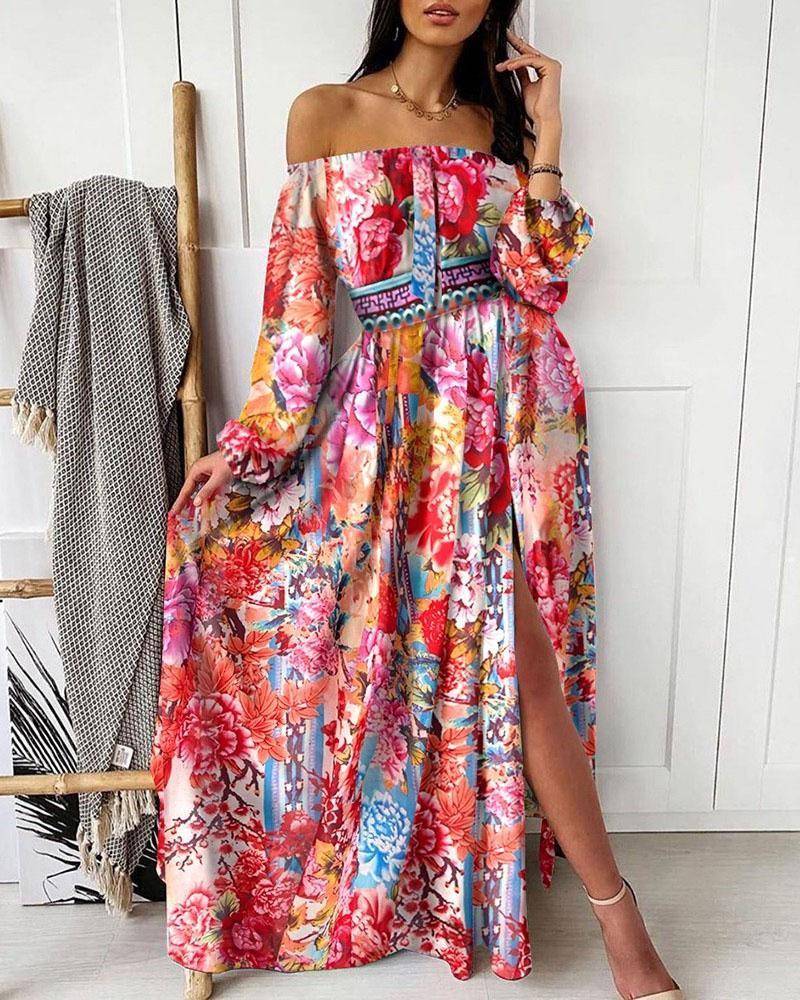 Large Skirt With Print Maxi Dress