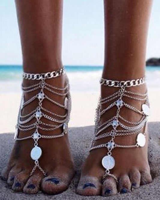 Multilayer Tassel Chain Anklet