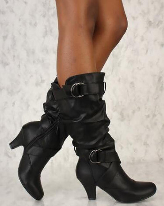 Buckle Mid-heel Women's Boots