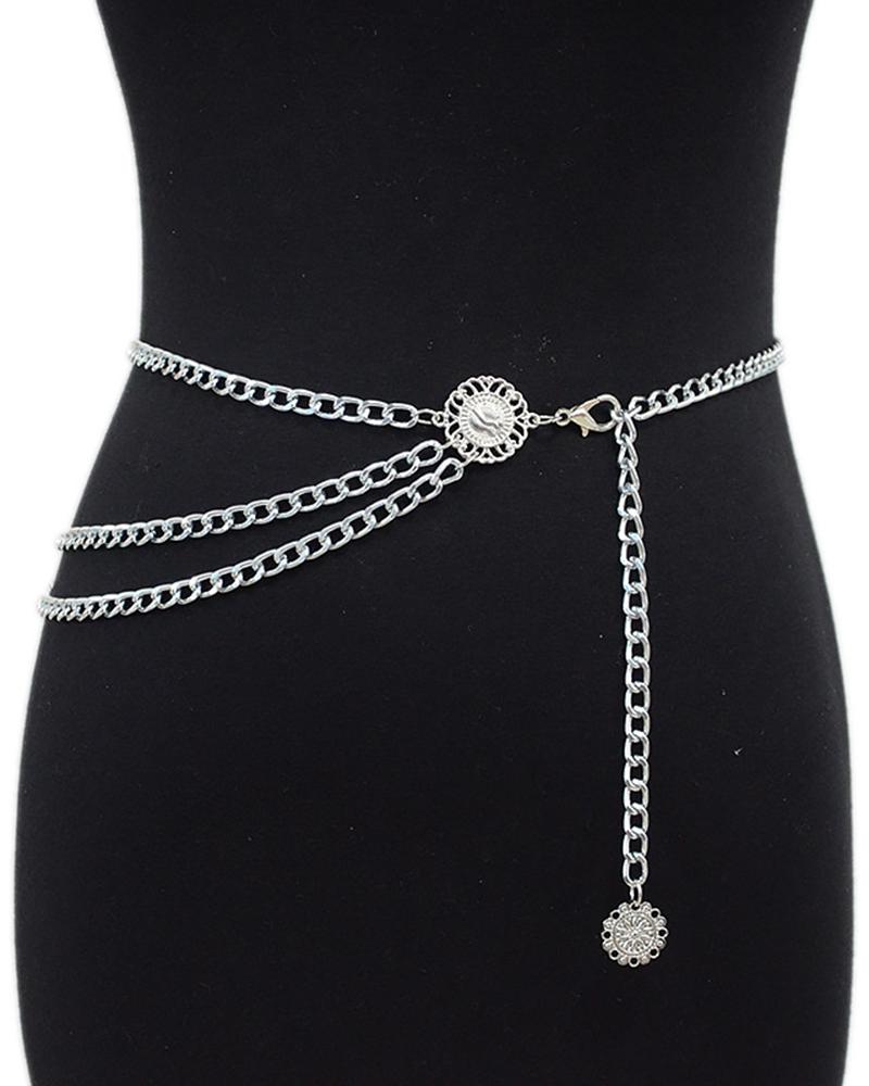 Punk decorative slim metal chain waist chain