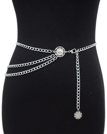 Punk decorative slim metal chain waist chain