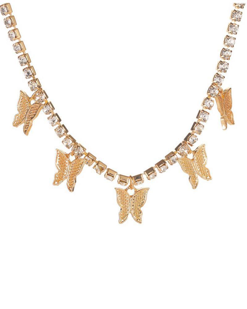 Retro Layer Butterfly Alloy Necklace