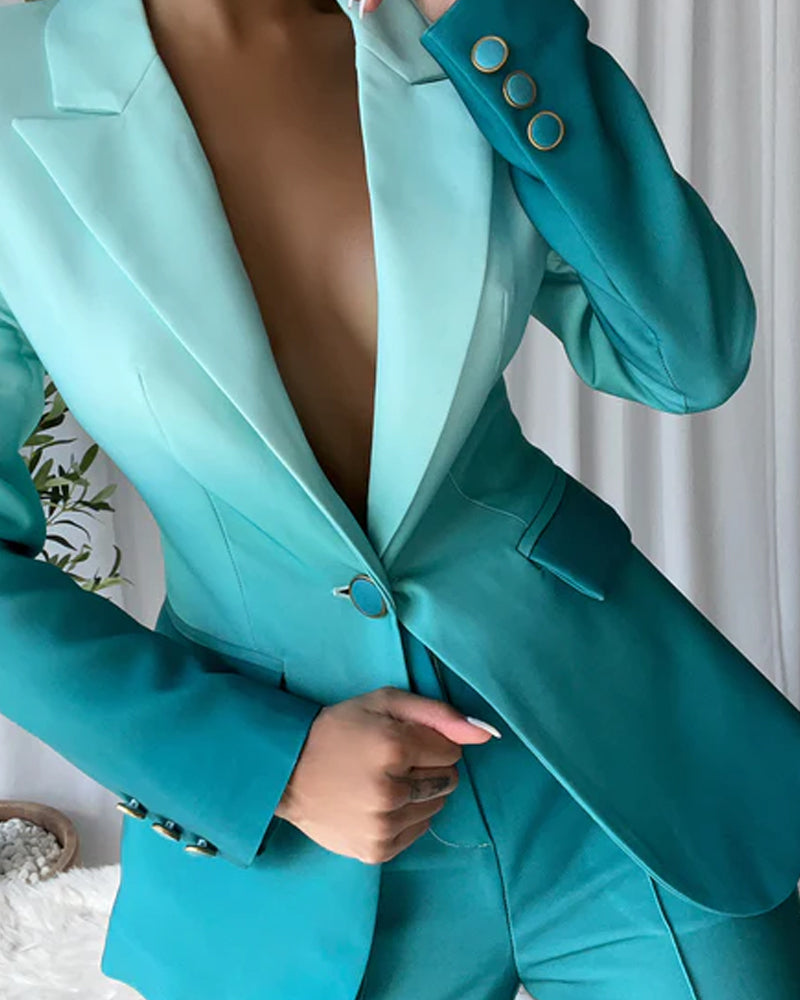 Lapel long sleeve gradient two piece suit