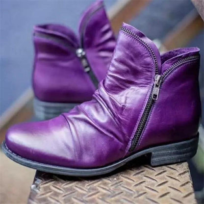 Women's Vintage Zip Ankle Boots Violet