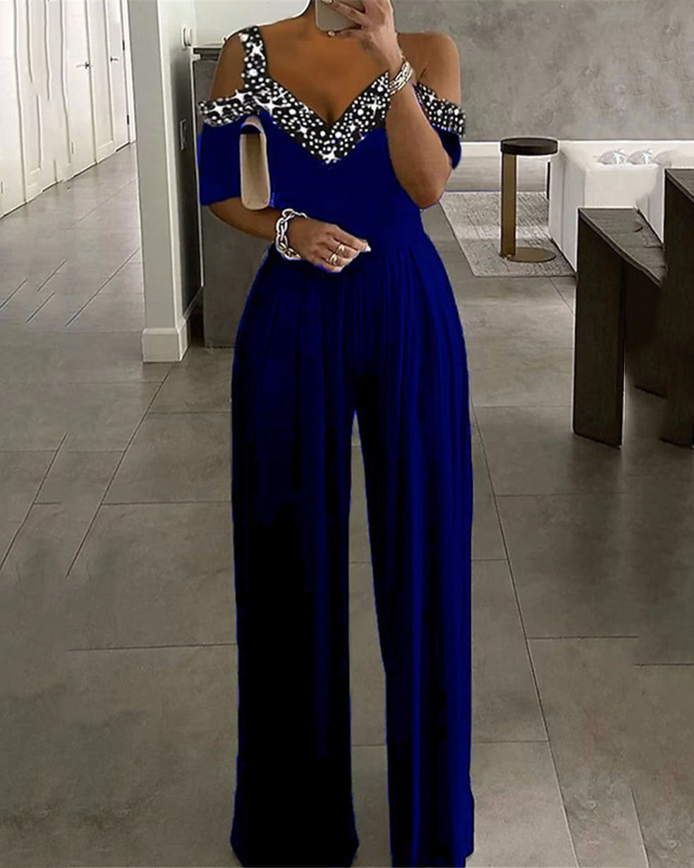 Waisted solid color casual jumpsuit