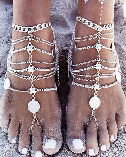 Multilayer Tassel Chain Anklet