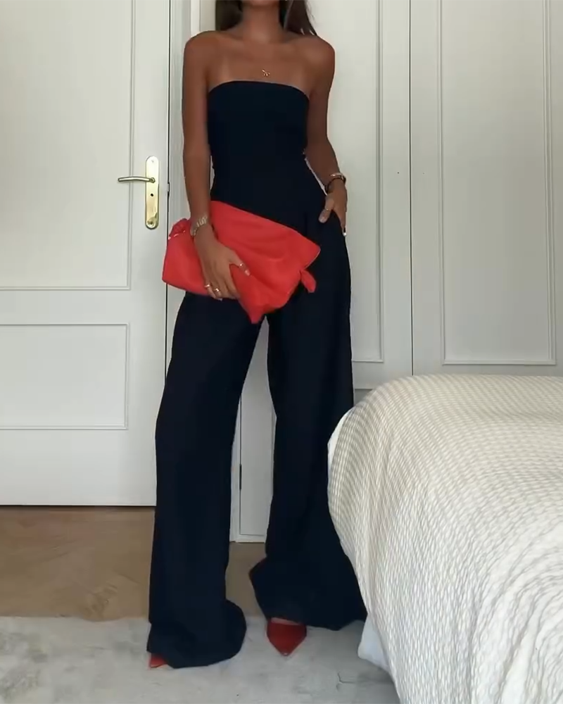 Strapless Solid Color Jumpsuit