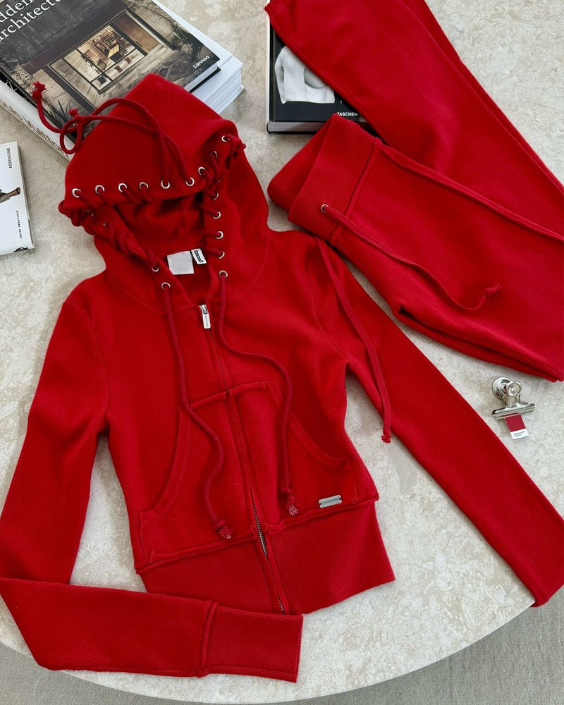 Long-sleeved casual hoodie sweatshirt two-piece set