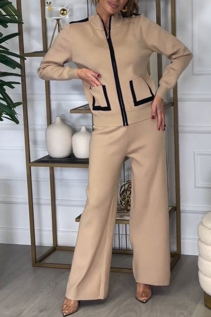 Women's Turtleneck Top and Trousers Two-piece Set