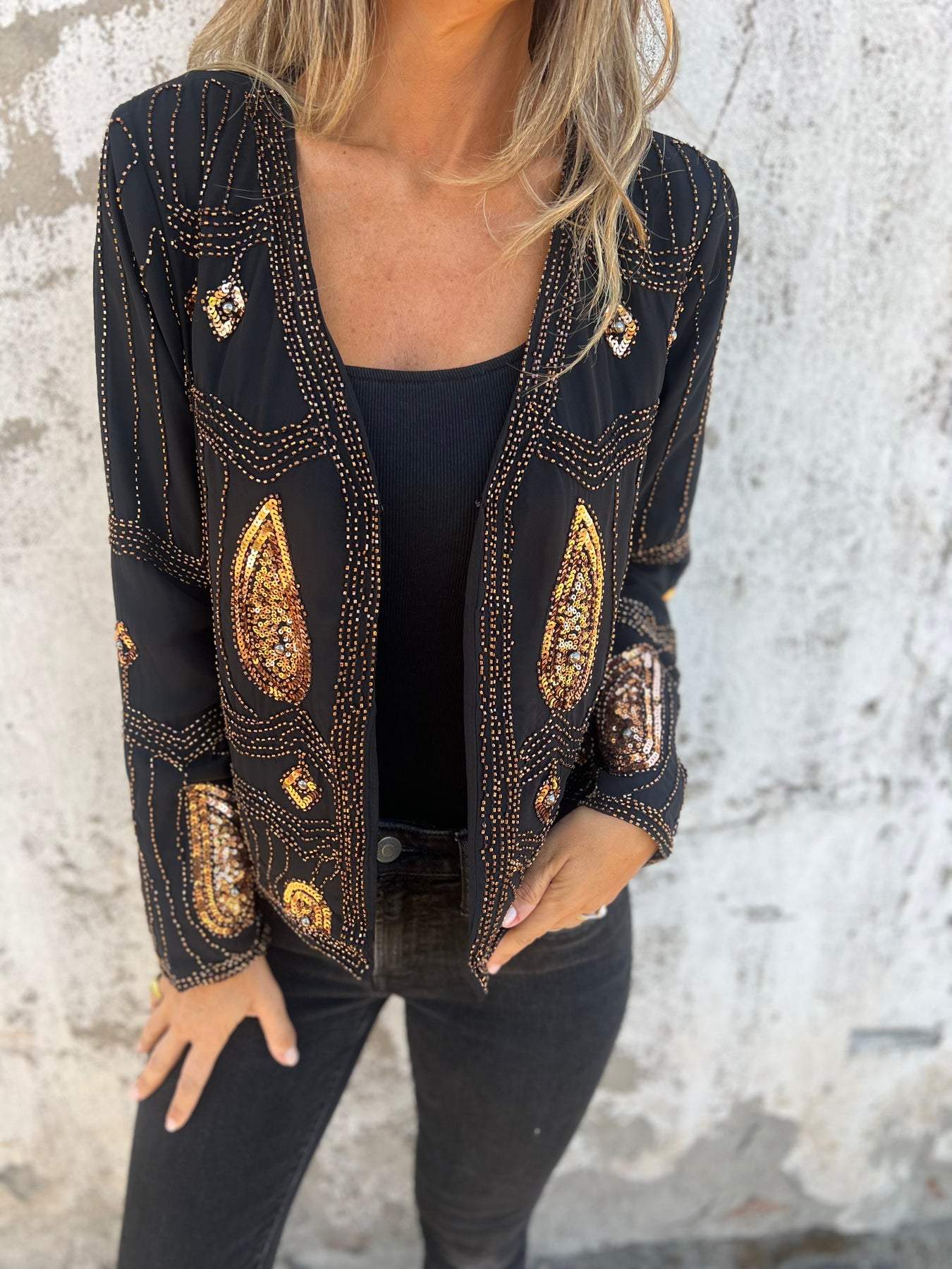 Women's Rhinestone Long-sleeved Cardigan