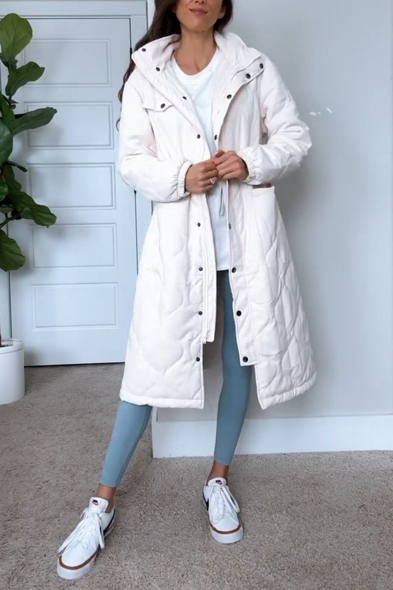 Women's Casual Hooded Single-breasted Long Cotton Coat