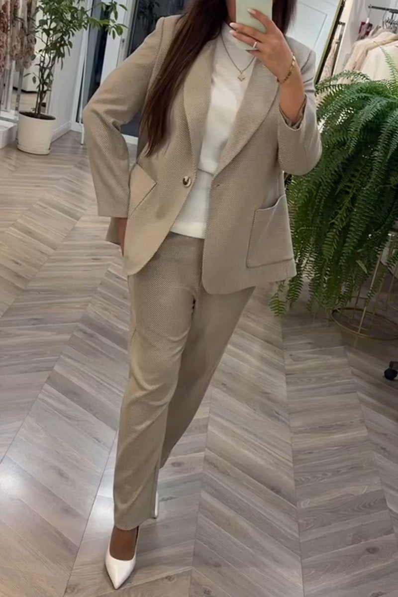 Women's Casual Lapel Twill Suit Two-piece Suit