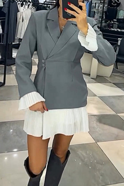 Women's Patchwork Suit Dress Grey