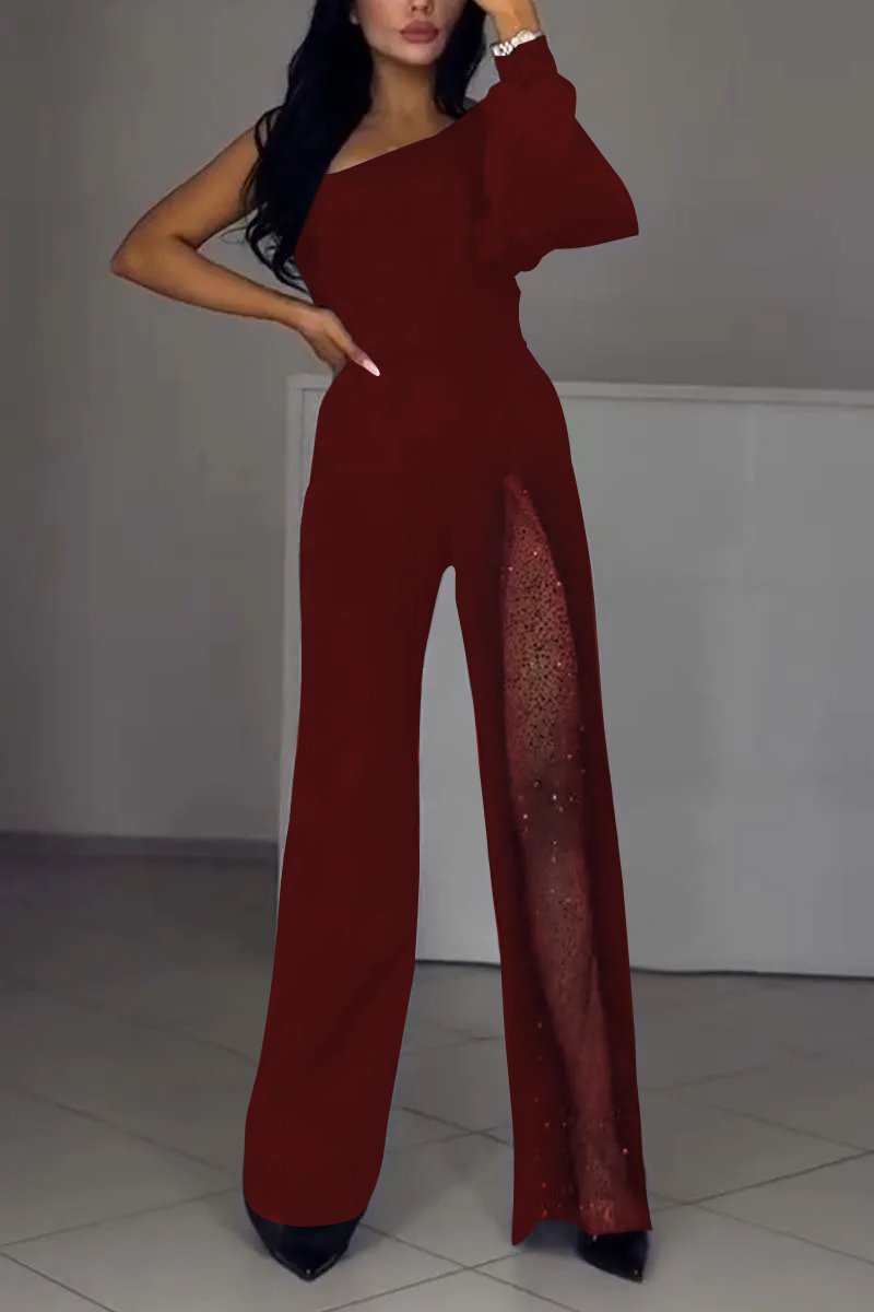 Women's fashionable jumpsuit Wine Red