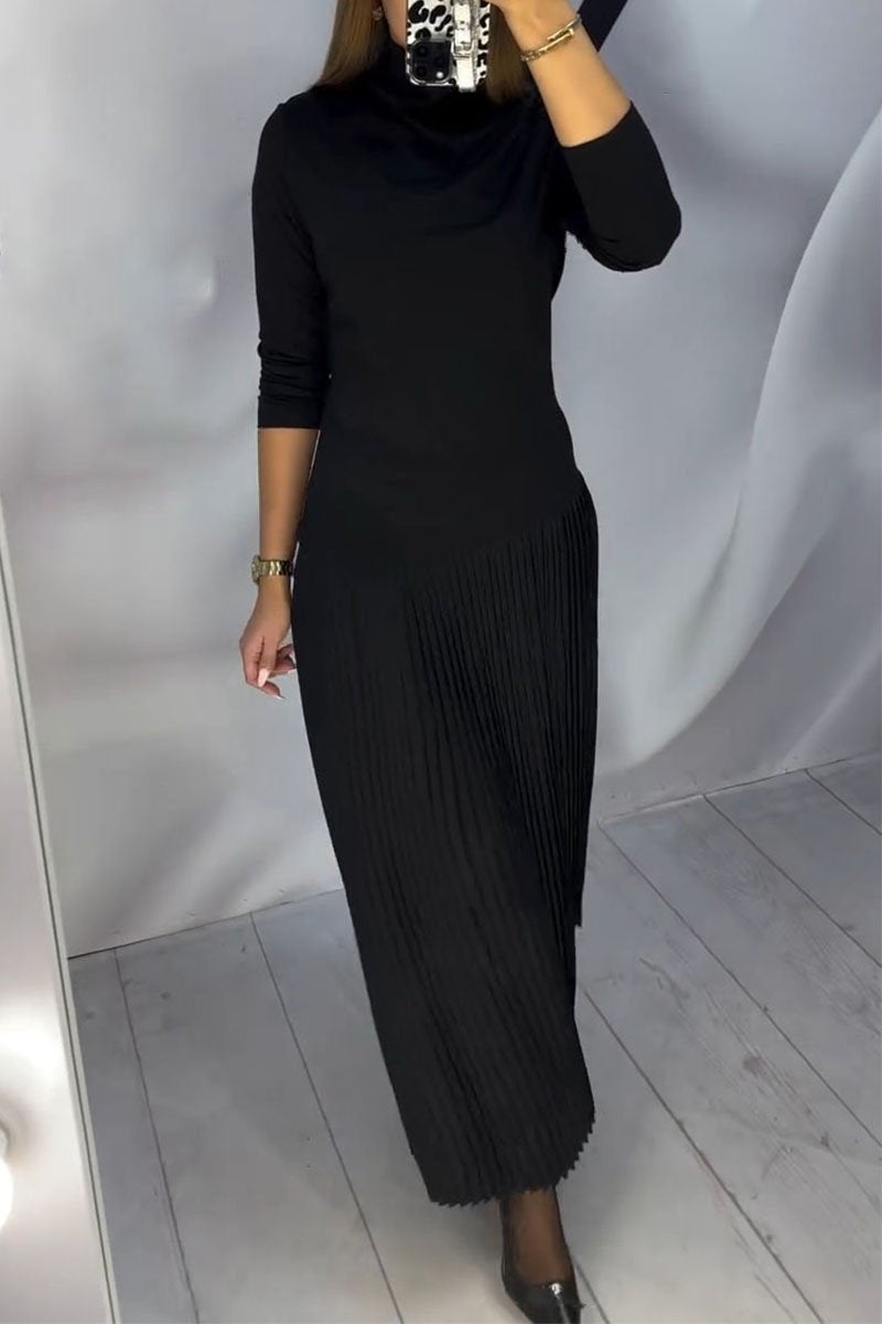 Women's Solid Color Turtleneck Dress black