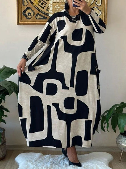 Women's Casual Printed Long Sleeve Dress