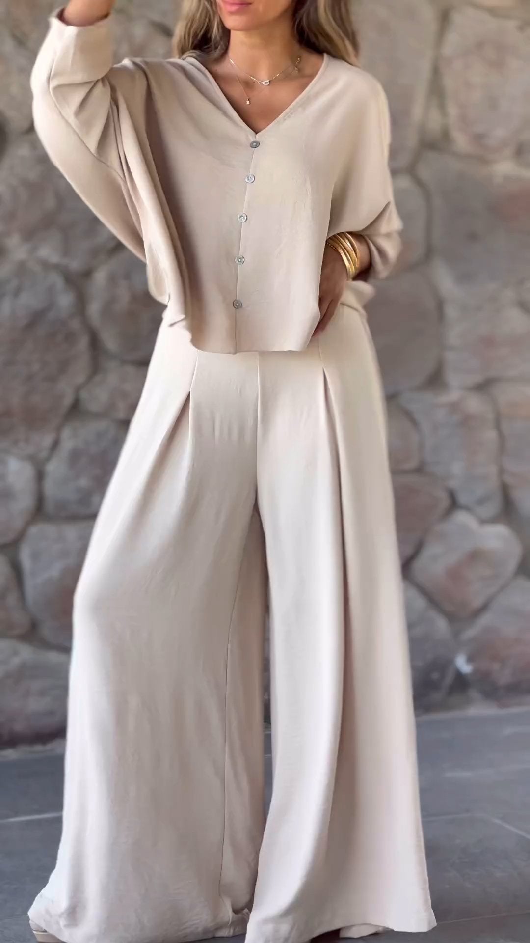 Chiffon Casual Suit Beige