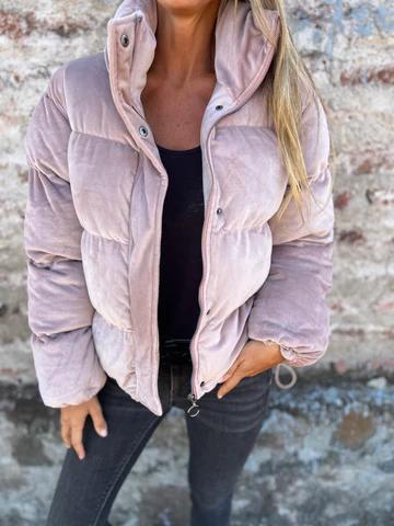 Casual Stand Collar Zipper Down Jacket pink