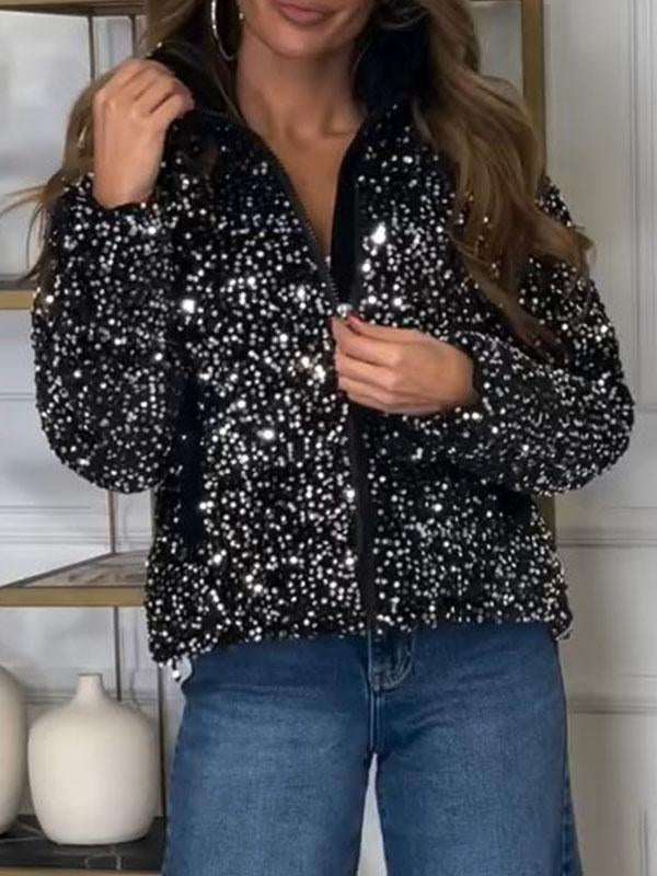 Women's Lapel Sequin Coat