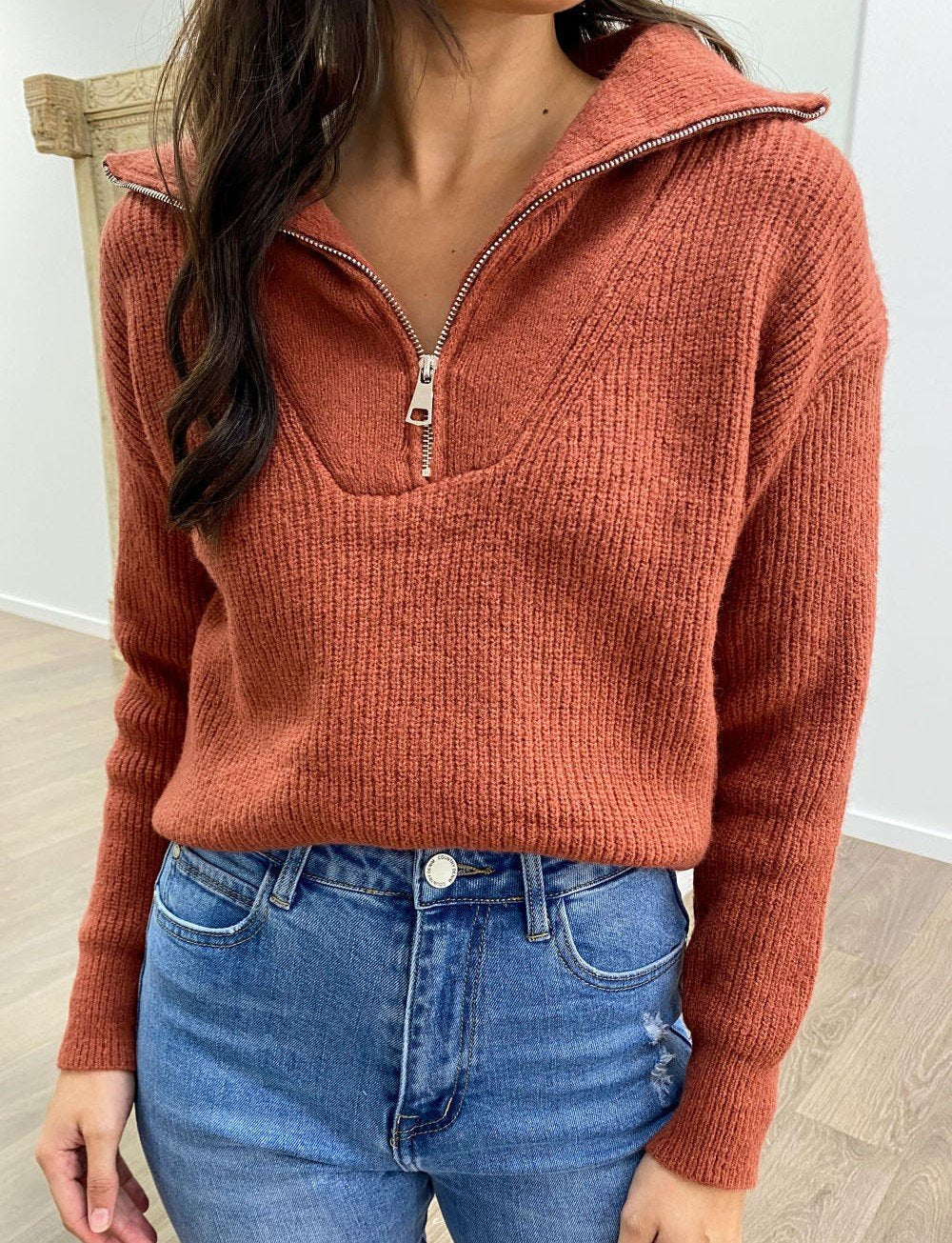 Women's Sweater Solid Color Base Stand Collar Tops