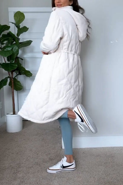 Women's Casual Hooded Single-breasted Long Cotton Coat