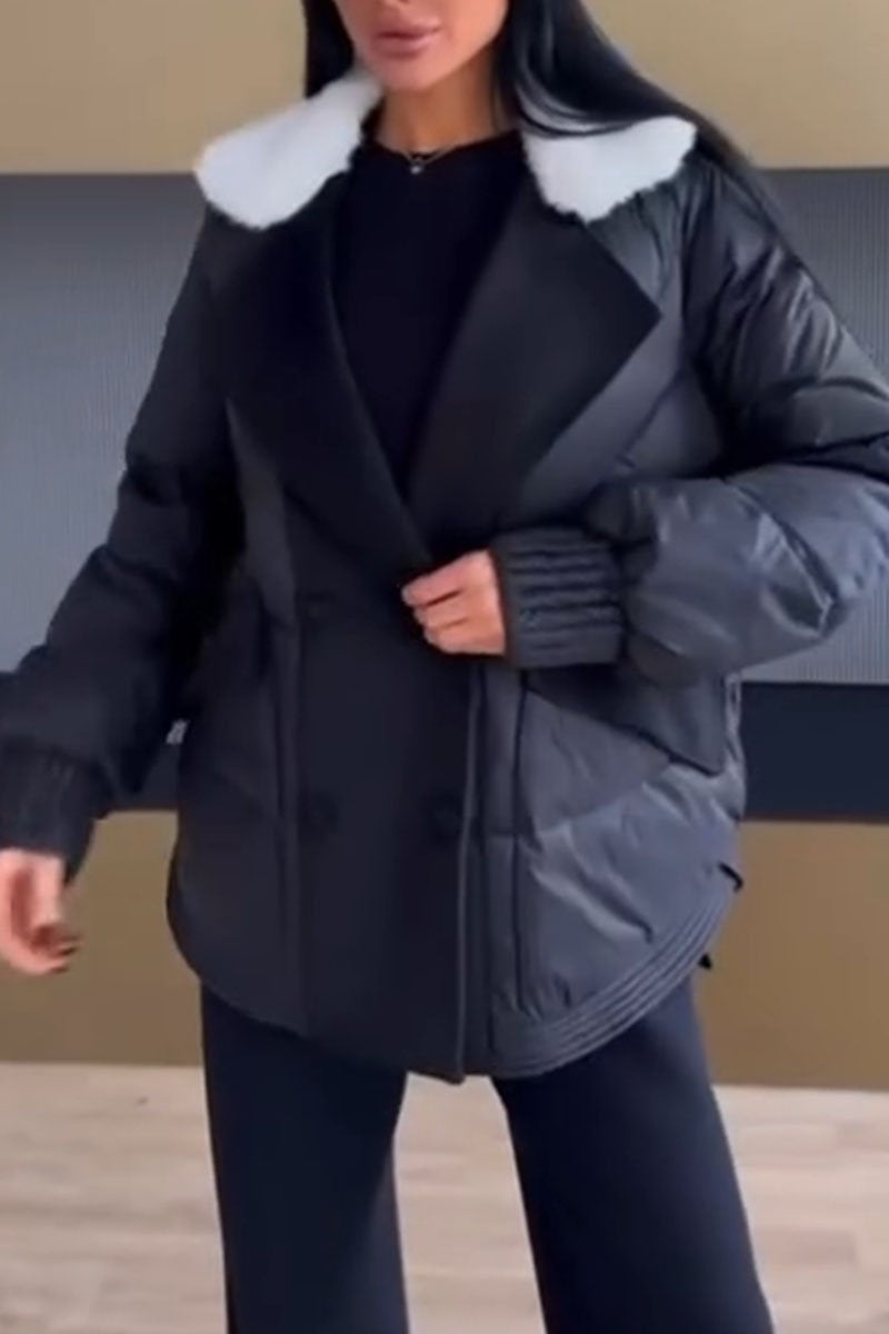 Women's Casual Solid Color Winter Coat black