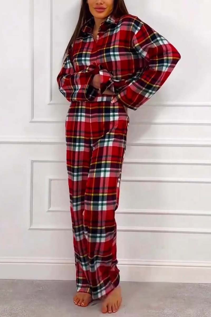 Women's Casual Christmas Plaid Pajama Set