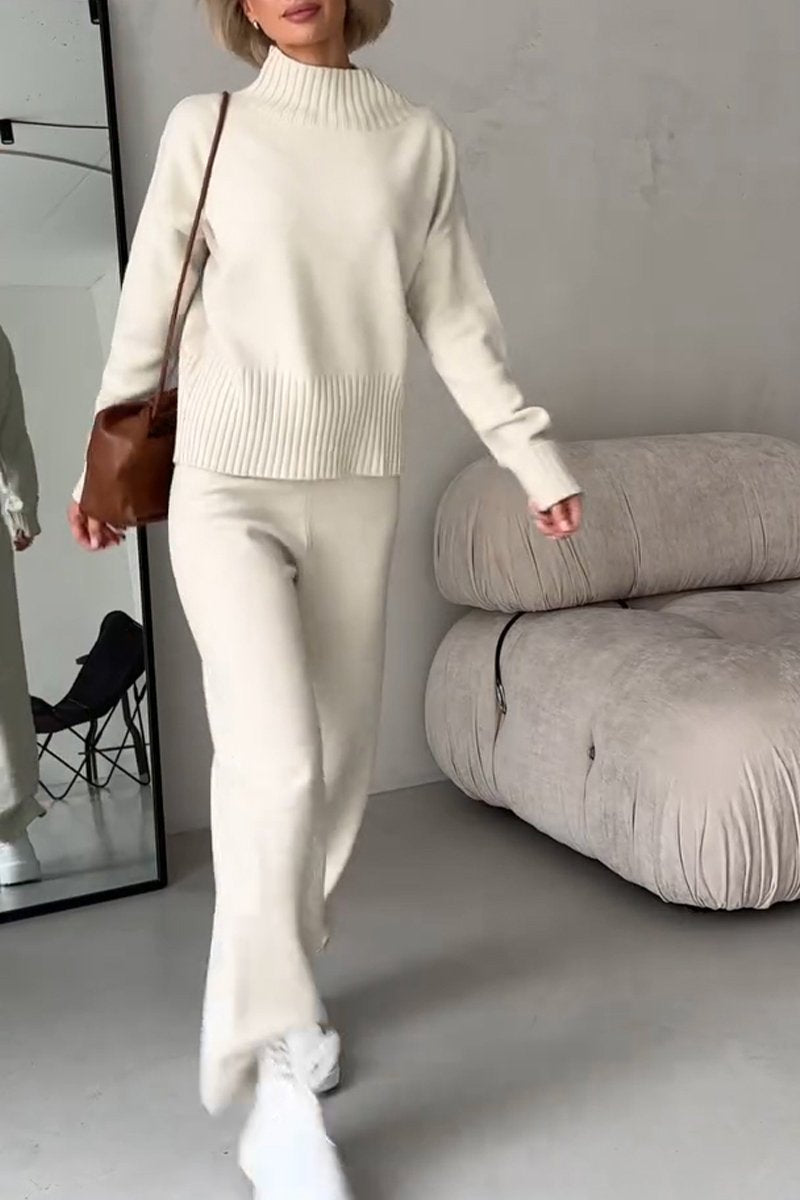 Women's Round Neck Long Sleeve Sweater Casual Suit