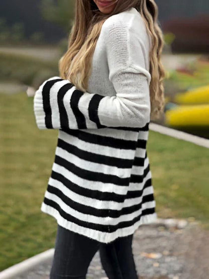 Women's Contrast Color Striped Sweater Top