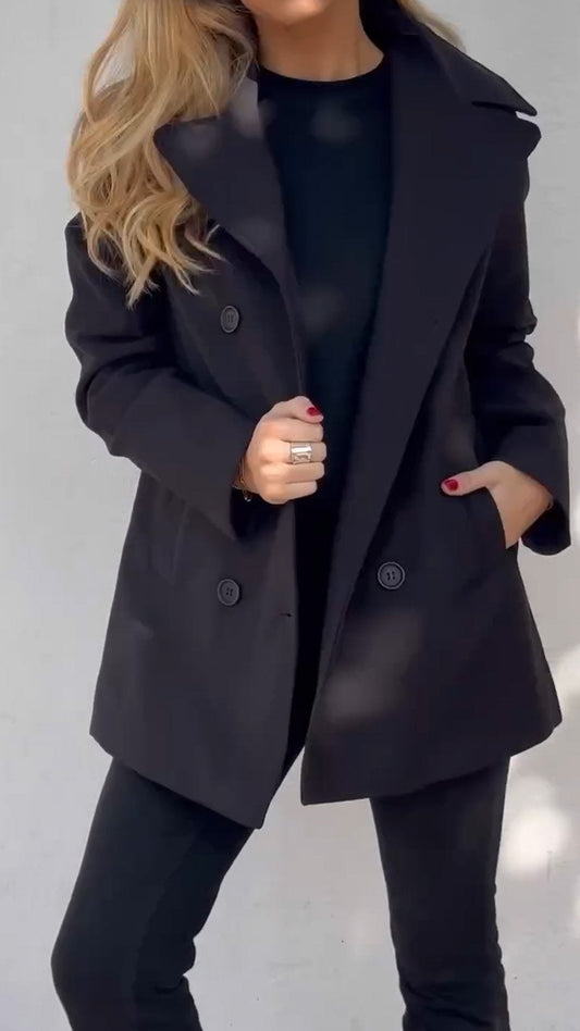 Women's Casual High-end Textured Warm Coat black