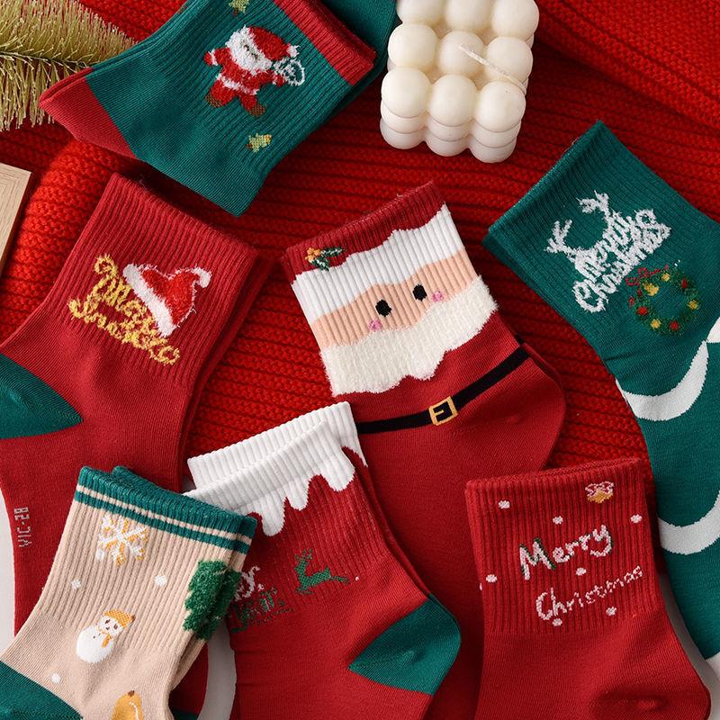 Women's Christmas Midtube Red Year of Birth Socks Santa Claus one size