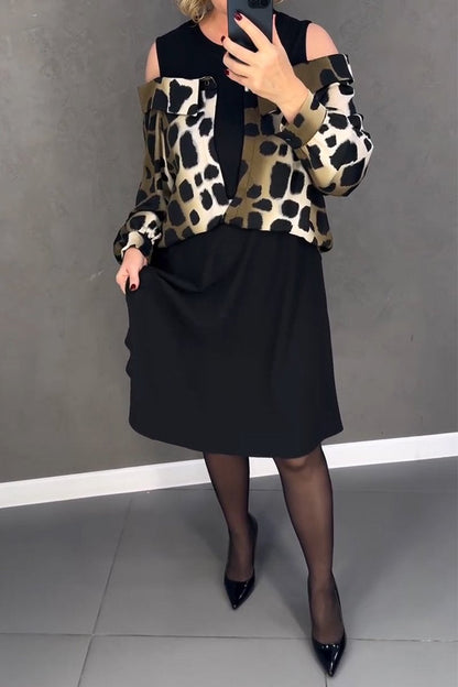 Women's Casual Round Neck Leopard Printed Dress