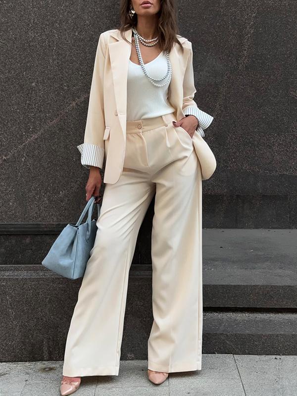 Women's Lapel Commuter Suit Two-piece Suit off-white