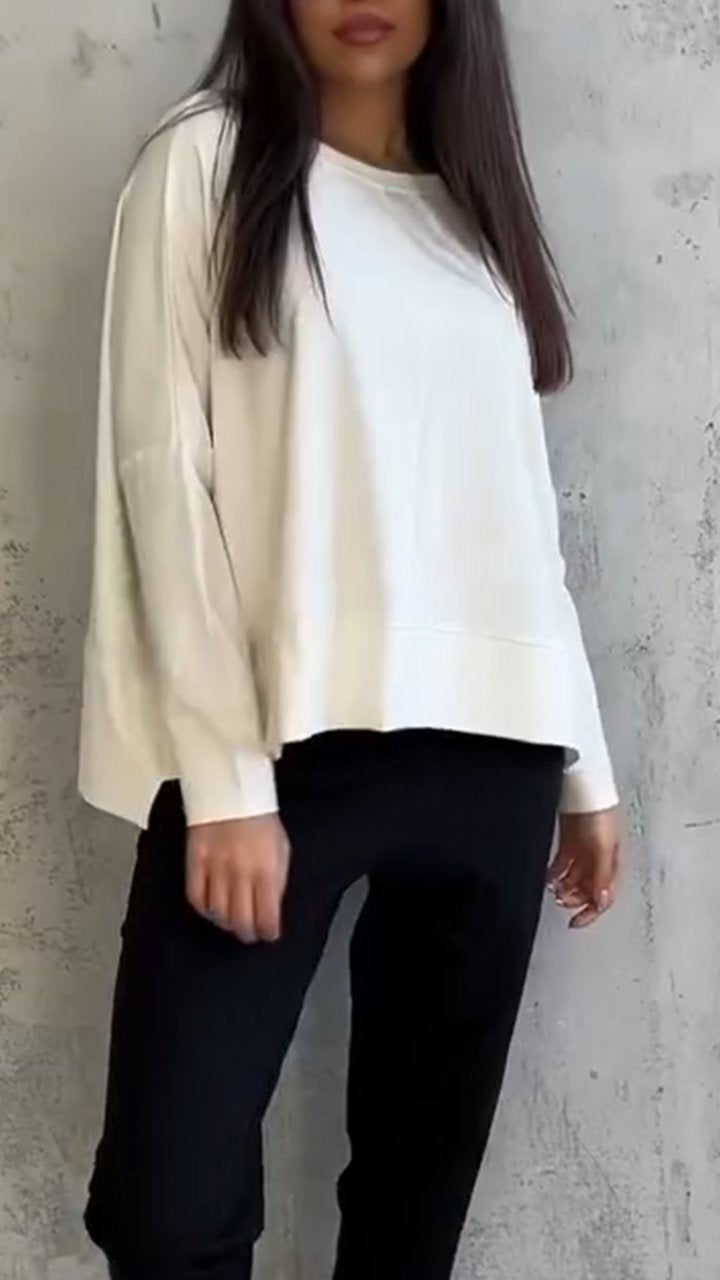 Women's Crew-neck Satin Long Sleeve Top