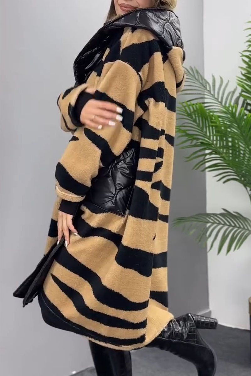 Women's Hooded Patchwork Long Coat