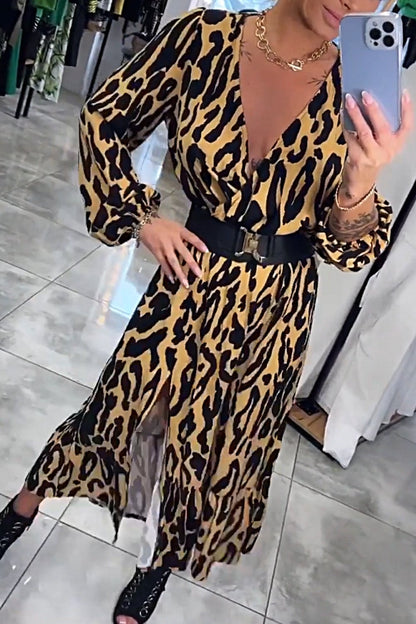 Women's V-neck Leopard Print Dress