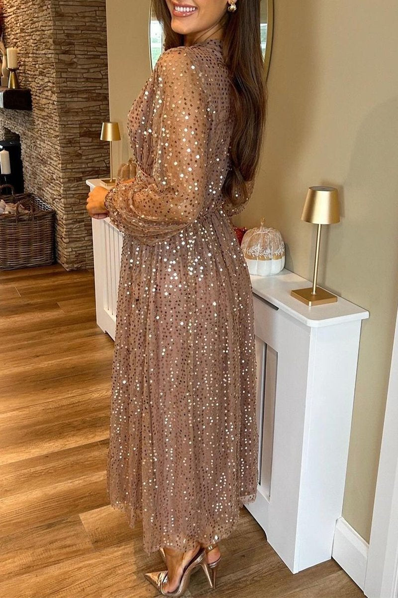 Women's V-neck Sequined Dress