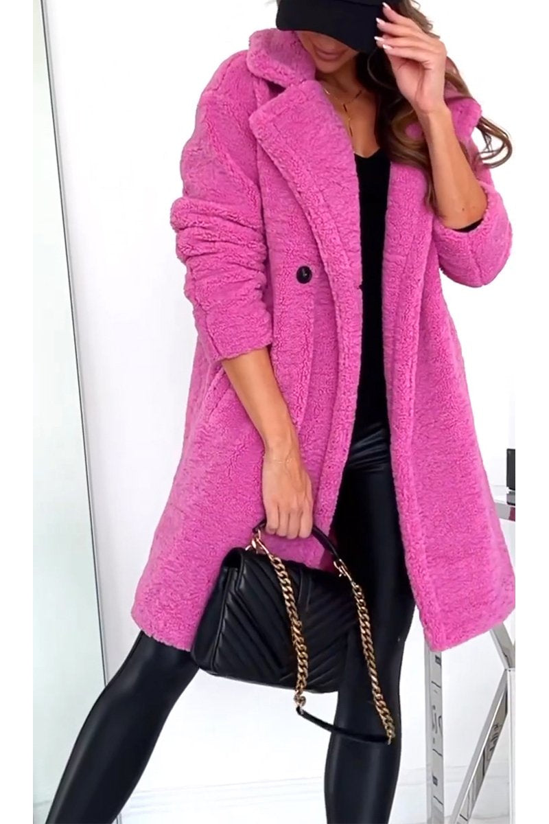 Women's Casual Lapel Lamb Coat