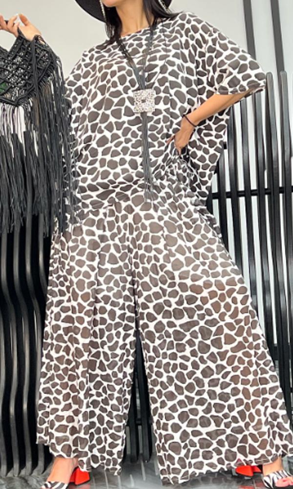 Women's Comfortable Leopard Print Top and Pants Two-Piece Set