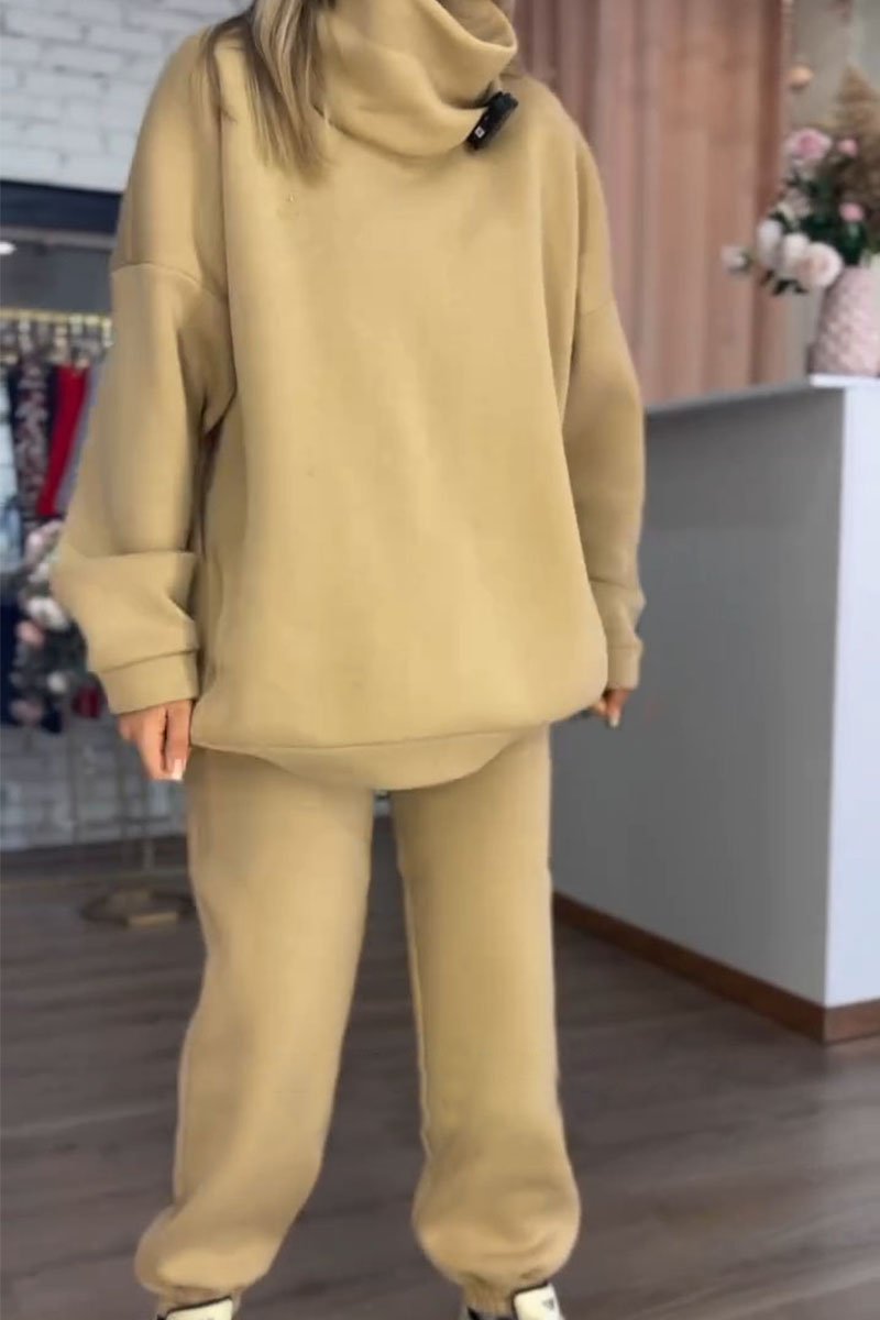 Women's Turtleneck Long Sleeve Sweatshirt Two Piece Set