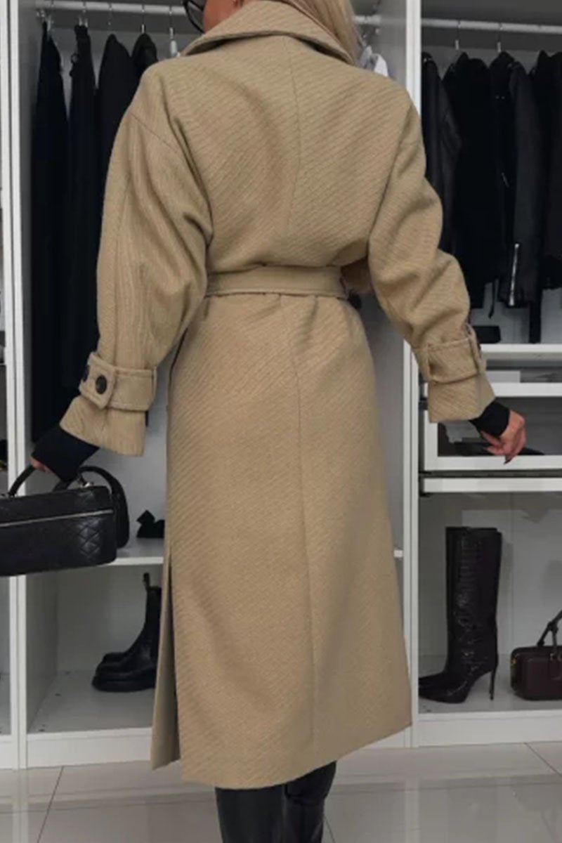 Women's Solid Color Lapel Long Coat