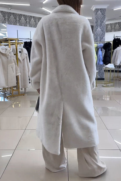 Women's Casual Lapel Long Wool Coat