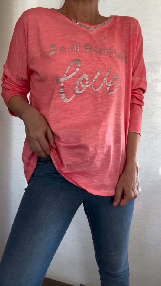 Women's Casual Print Long Sleeve Shirt pink