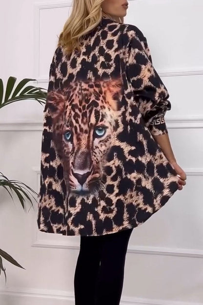 Women's Casual Lapel Leopard Printed Shirt