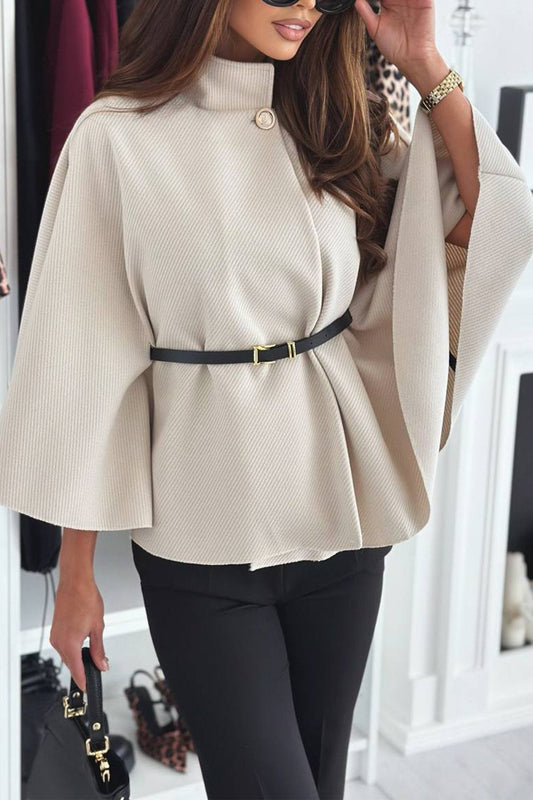 Women's Solid Color Casual Cape Top Beige