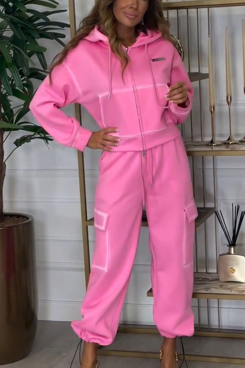 Women's Casual Sweatshirt Two Piece Set pink